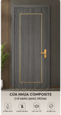 Cửa nhựa composite chỉ vàng sang trọng
